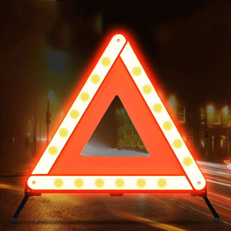 Emergency Exit Sign - 1 ชิ้น ป้ายเตือนรูปสามเหลี่ยมสำหรับรถยนต์ ป้ายหยุดฉุกเฉินแบบขาตั้ง ป้ายเตือนถนนแบบพับได้