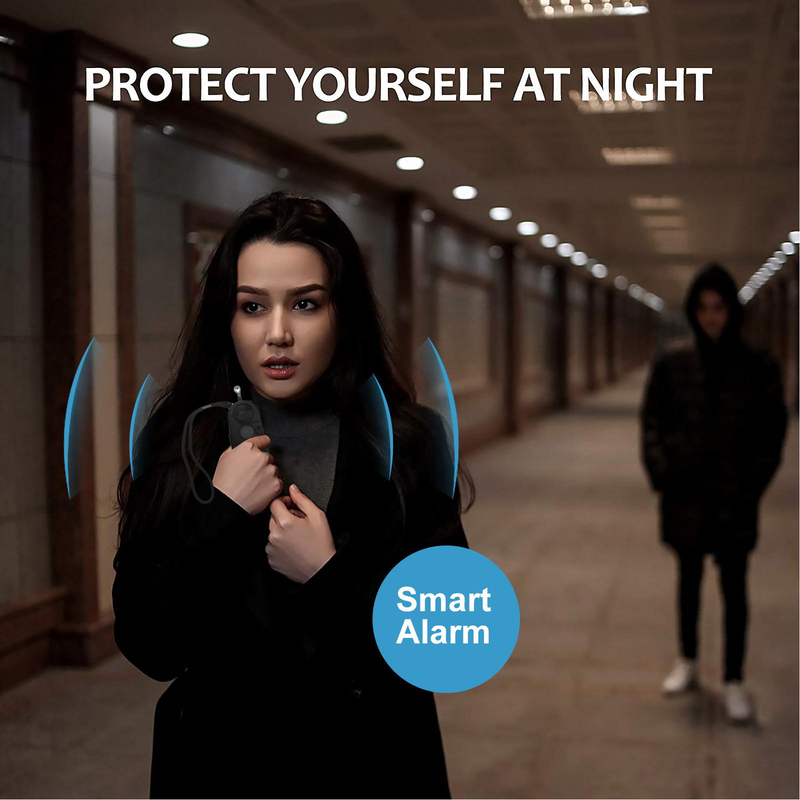 Personal Alarm Keychain - พวงกุญแจสัญญาณเตือนภัยส่วนตัวระดับพรีเมียมสำหรับผู้หญิง ไร้สาย ใช้งานง่าย พร้อมเซ็นเซอร์ตรวจจับอุณหภูมิร่างกาย เหมาะสำหรับใช้ในบ้าน เดินทาง