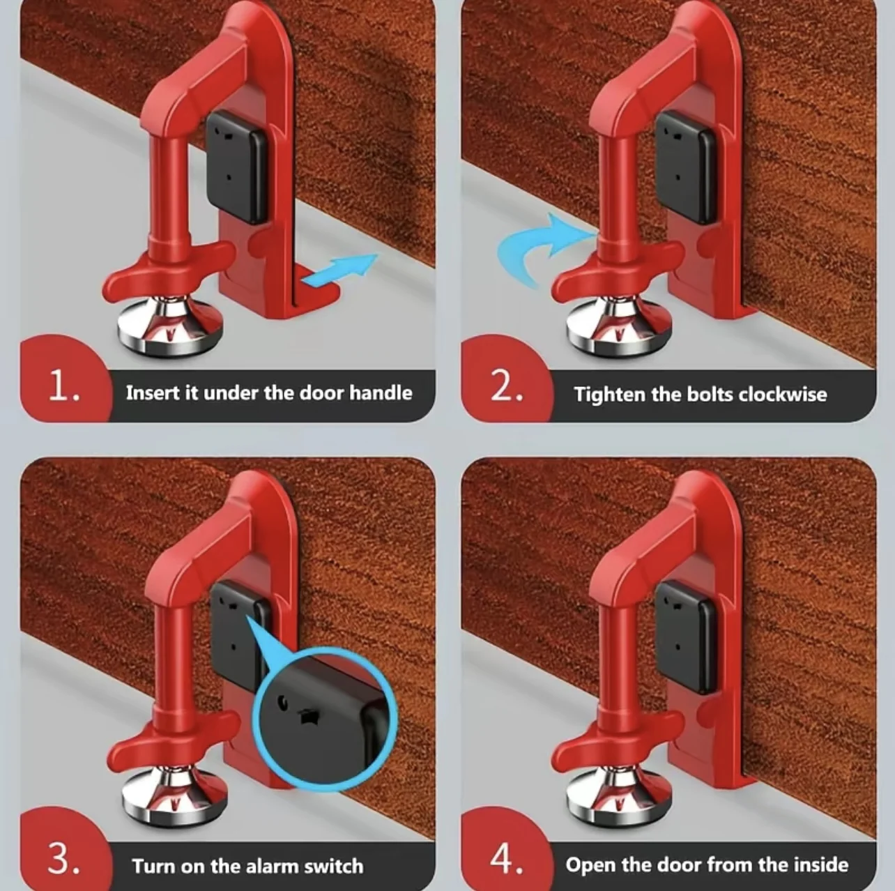 อุปกรณ์ล็อคประตูแบบพกพา 1 ชิ้น - Door Stop Alarm บทวิจารณ์และราคา